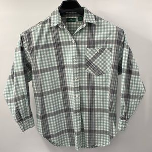 Cabin Creek green, check button-down shirt